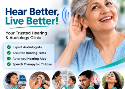 Human ear anatomy representing hearing and sound perception